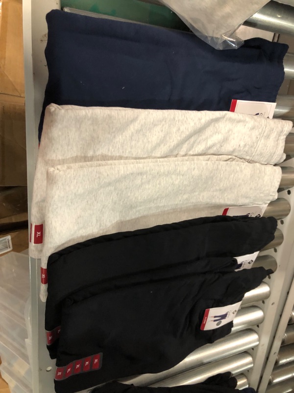 Photo 2 of Hanes Women's Sweatpants, French Terry Capris, Women's Capri Joggers (2 black, 1 navy blue, 2 grey - XL)
