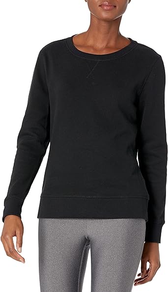 Photo 1 of Amazon Essentials Women's French Terry Fleece Crewneck Sweatshirt (1 black,1 navy blue,2 grey - S)
