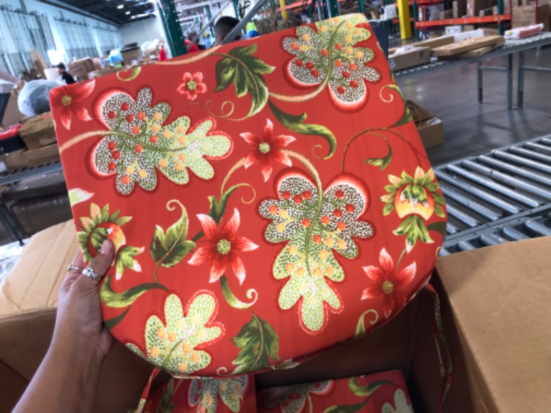 Photo 1 of 4 Orange Floral Seat Cushions 