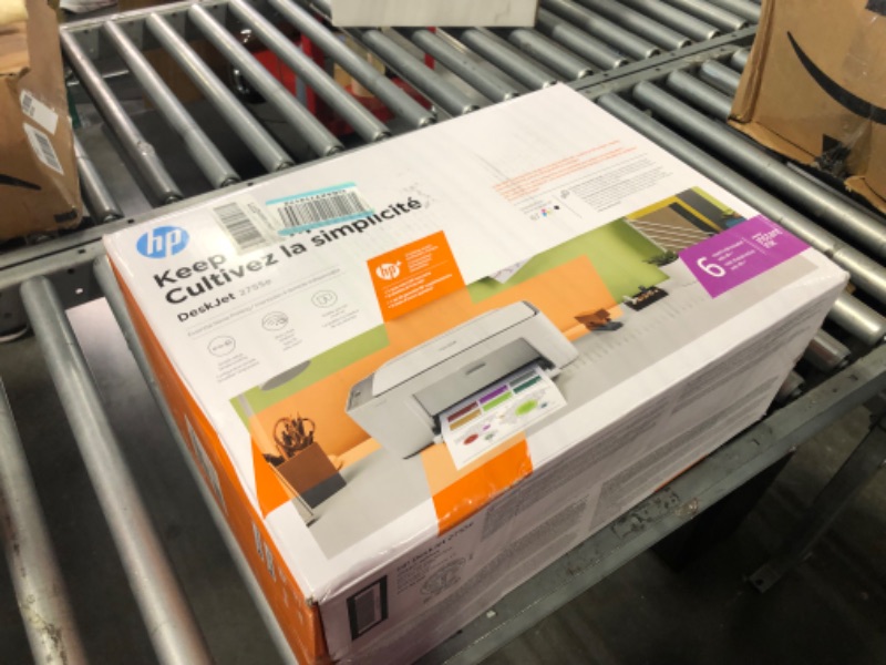 Photo 4 of HP DeskJet 2755e Wireless Color All-in-One Printer with bonus 6 months Instant Ink (26K67A), white