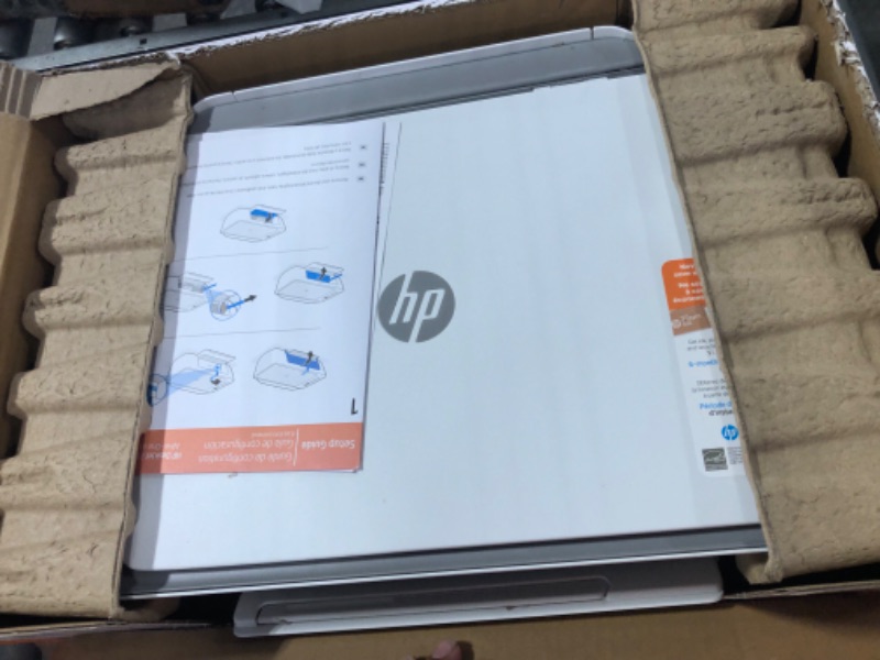 Photo 5 of HP DeskJet 2755e Wireless Color All-in-One Printer with bonus 6 months Instant Ink (26K67A), white