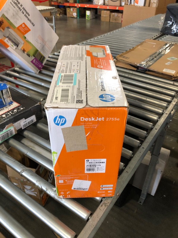 Photo 1 of HP DeskJet 2755e Wireless Color All-in-One Printer with bonus 6 months Instant Ink (26K67A), white