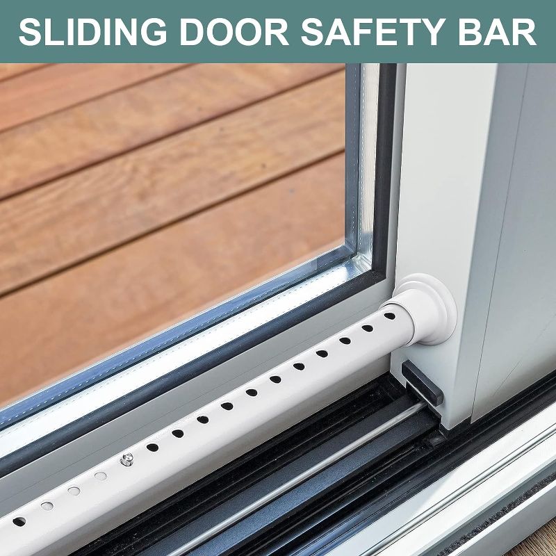 Photo 1 of 1 Pcs Adjustable Security Rod Bar 22-33 Inches Window Door Security Sliding Bar Home Expandable Child Security Locks Expandable Tension Rod for Cupboard Small Window (White)