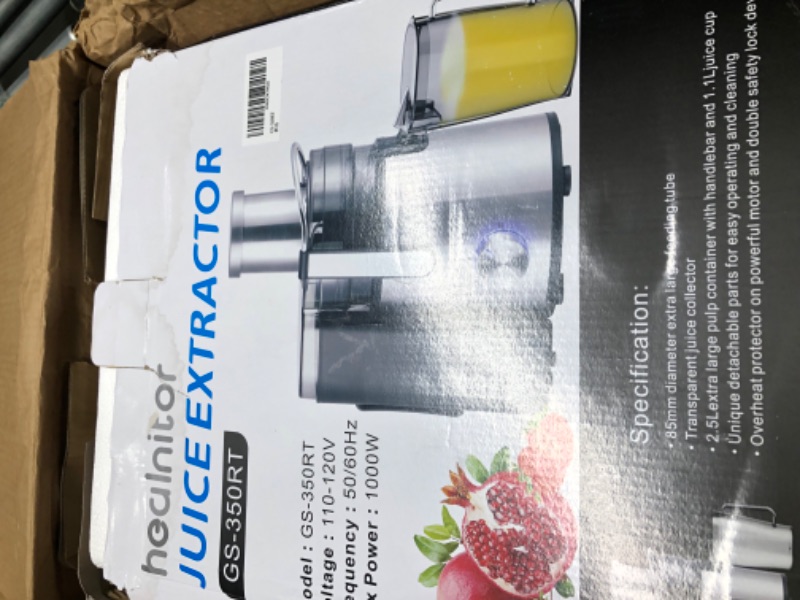 Photo 4 of 1000W 3-SPEED LED Centrifugal Juicer Machines Vegetable and Fruit, Healnitor Juice Extractor with Stainless Steel 3.5" Big Mouth, Easy Clean, BPA-Free, High Juice Yield, Silver