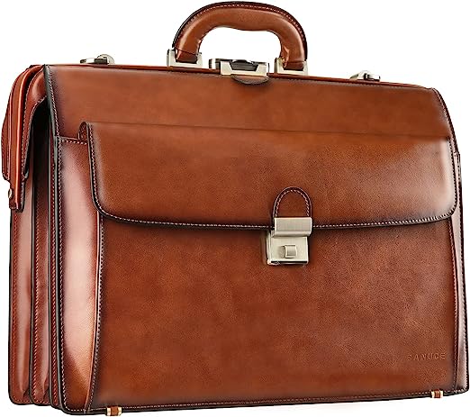 Photo 1 of Banuce Leather Briefcase for Men with Lock Lawyer Attache Case Hard 15.6 Laptop Attorney Litigator Bag Doctor Style Bag