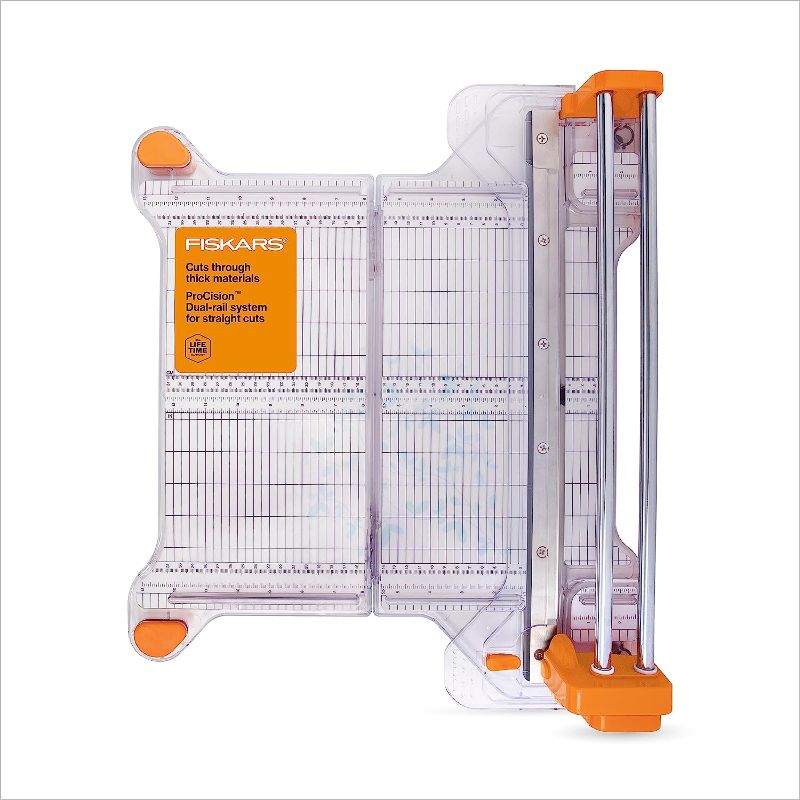 Photo 1 of Fiskars ProCision™ Rotary Bypass Paper Trimmer - 12" Cut Length - Craft Paper and Mixed Media Cutter with Grid Lines Orange