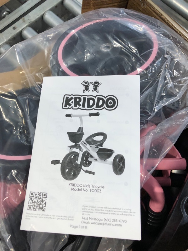 Photo 1 of KRIDDO Kids Tricycles Age 24 Month to 4 Years, Toddler Kids Trike for 2.5 to 5 Year Old, Gift Toddler Tricycles for 2-4 Year Olds, Trikes for Toddlers, Pink