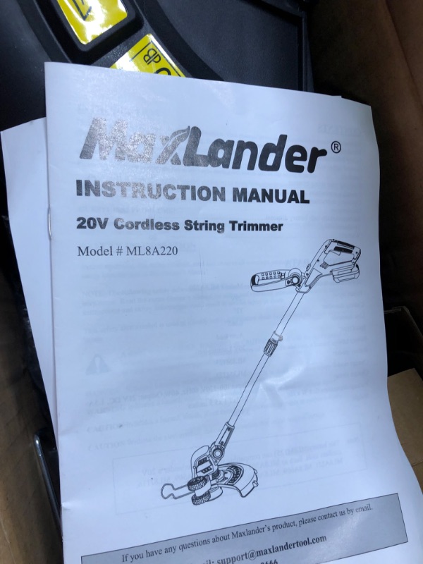 Photo 4 of MAXLANDER 12 Inch 20V Cordless String Trimmer, 2 PCS 2.0Ah Battery Weed Wacker/Edger, 1 Quick Charger,6 PCS Replacement Spool Trimmer Lines, Length Adjustable, Powerful Lightweight Grass Trimmer W/String trimmer 12''