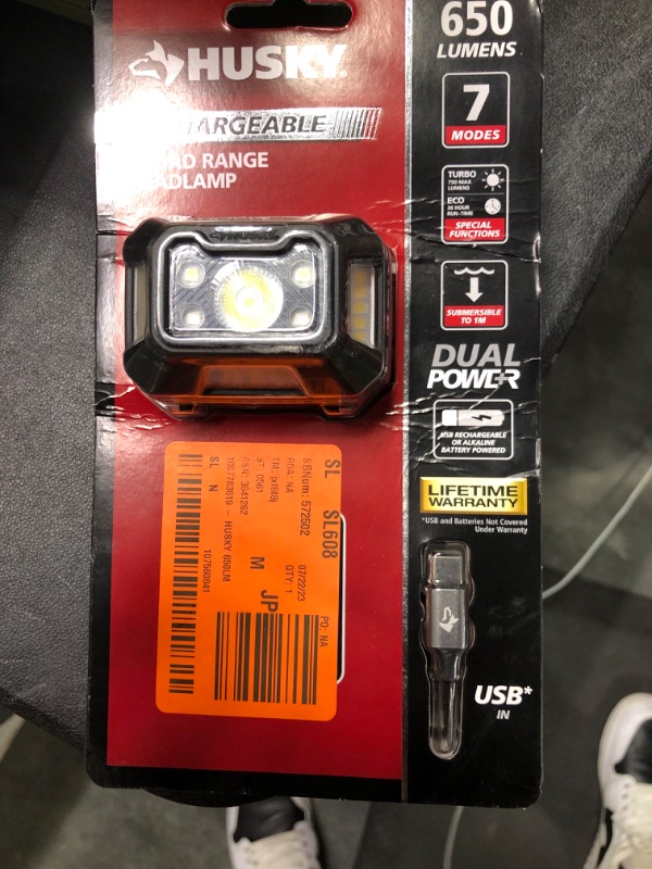 Photo 2 of 650 Lumens Dual-Power Broad Range LED Headlamp 7 Modes with USB Port and Rechargeable Battery