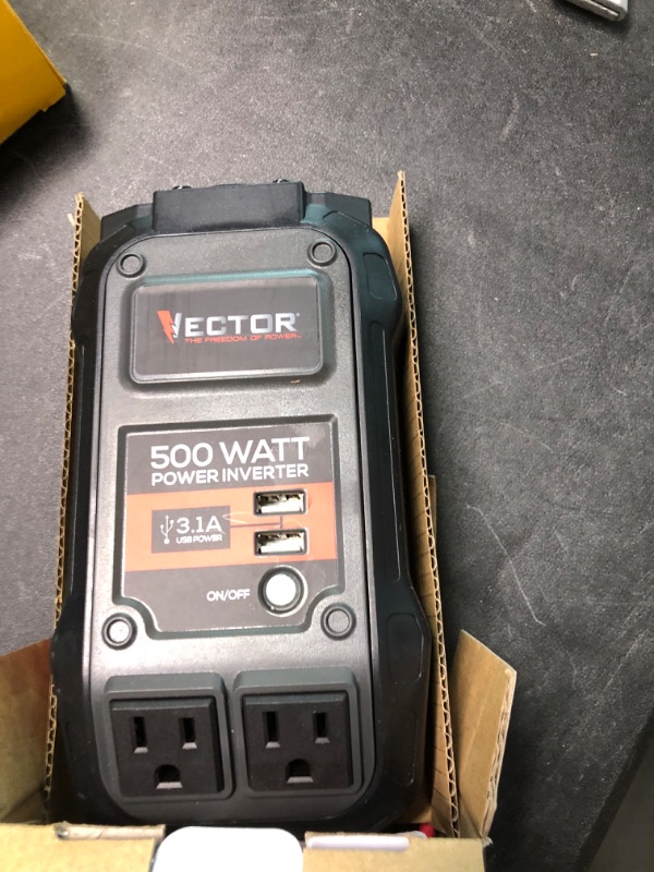 Photo 3 of Vector 500 Watt Power Inverter, PI500V, Dual Power Inverter, Two USB Charging Ports,Grey