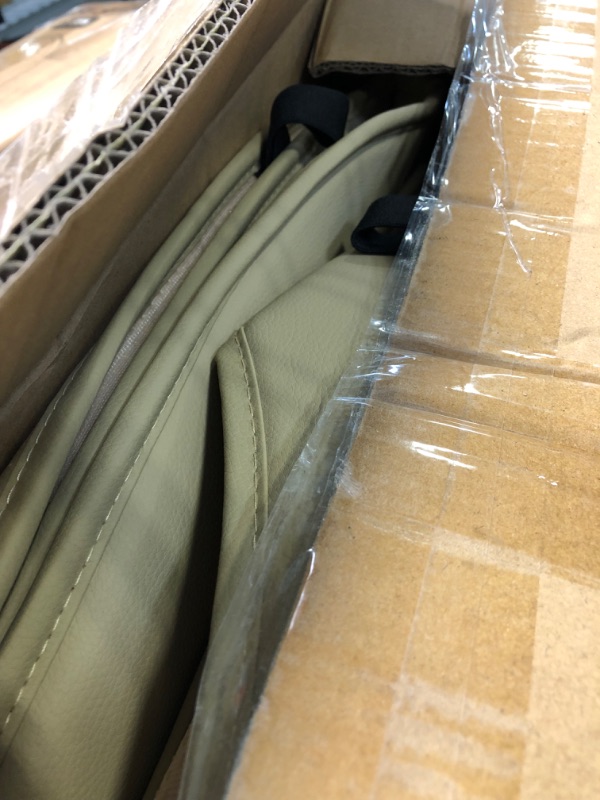 Photo 1 of AOOG Leather Car Seat Covers, Leatherette Automotive Seat Covers for Cars SUV Pick-up Truck, Non-Slip Vehicle Car Seat Covers Universal Fit Set for Auto Interior Accessories, Full Set Full Set 03-BEIGE