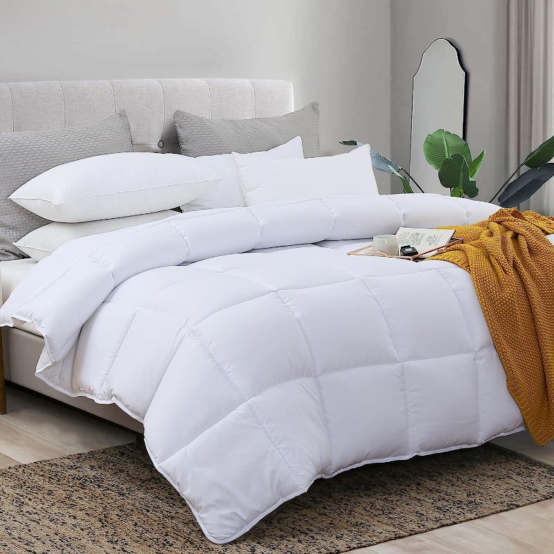 Photo 1 of  White Down Alternative Comforter King Size,Ultra Soft Brushed Microfiber Cover,Plush Mircofiber Comforter Duvet Insert King with Corner Tabs,106x90Inches
