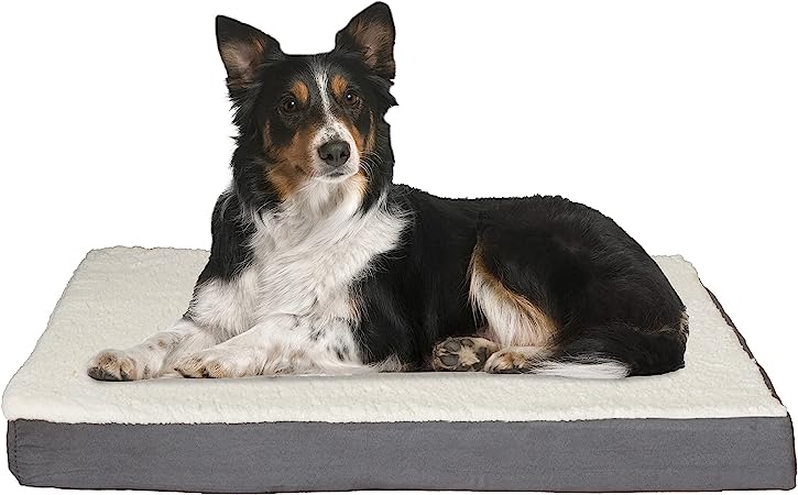 Photo 1 of PETMAKER Orthopedic Dog Bed - 2-Layer 36x27-Inch Memory Foam Pet Mattress with Machine-Washable Sherpa Cover for Large Dogs up to 65lbs (Gray)
