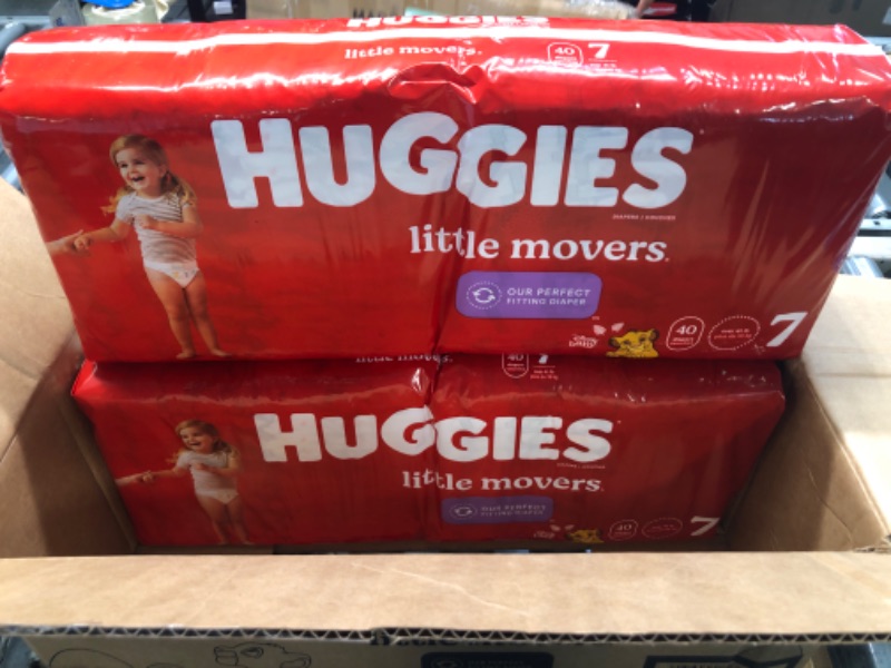 Photo 1 of Huggies Little Movers Baby Diapers, Size 7 (41+ lbs), 80 Ct Size 7 80