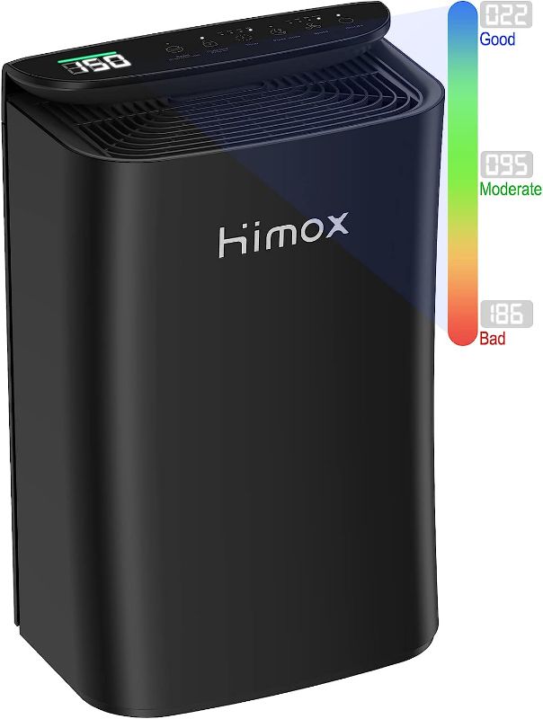 Photo 1 of HIMOX Air Purifier for Home Allergies and Pets, H13 True HEPA Filter Up to 1500 sq ft Remove 99.99% of Smoke, Dust, Pollen, Quiet Odor Eliminators for Bedroom, Pet Hair Remover, Digital Display M11 Black