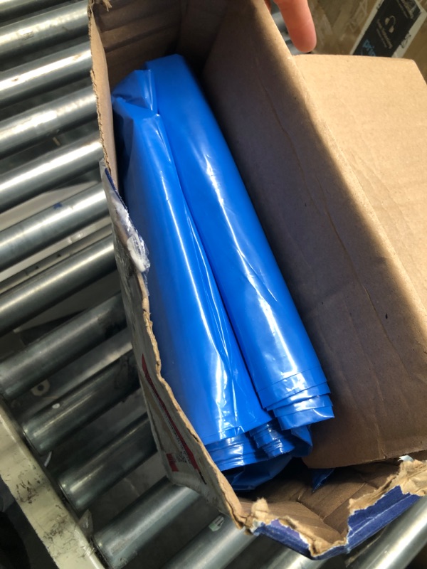 Photo 2 of Plasticplace 64-65 Gallon Recycling Trash Bags For Toter ?1.5 Mil ? Blue Heavy Duty Garbage Can Liners  ? 50” x 60” (50 Count) Blue 1 Count (Pack of 50)