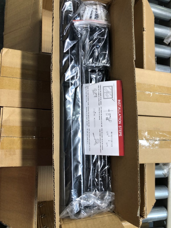 Photo 1 of Alskarhem Black Curtain Rods for Windows 30 to 116 Inch,5/8 Inch Small Curtain Rod Set With Brackets. 30-116" Black