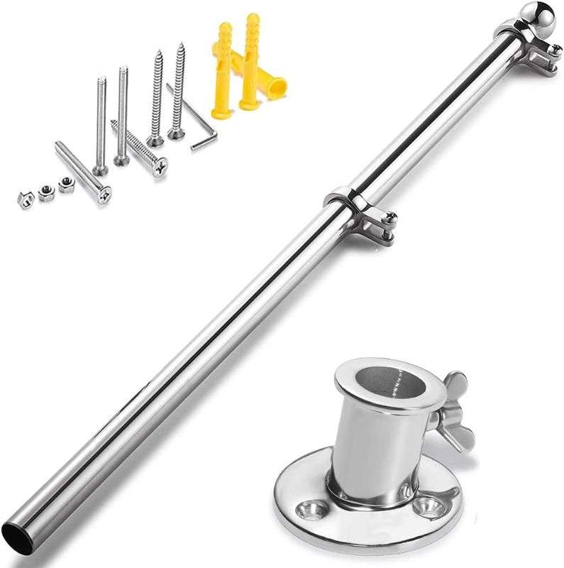 Photo 1 of ZOMCHAIN Marine Flag Pole with Base, Flag Pole Holder, 316 Stainless Steel Flag Pole Set for Boat, Yacht, Truck and Yard - Flag Pole 29.92inch/76cm
