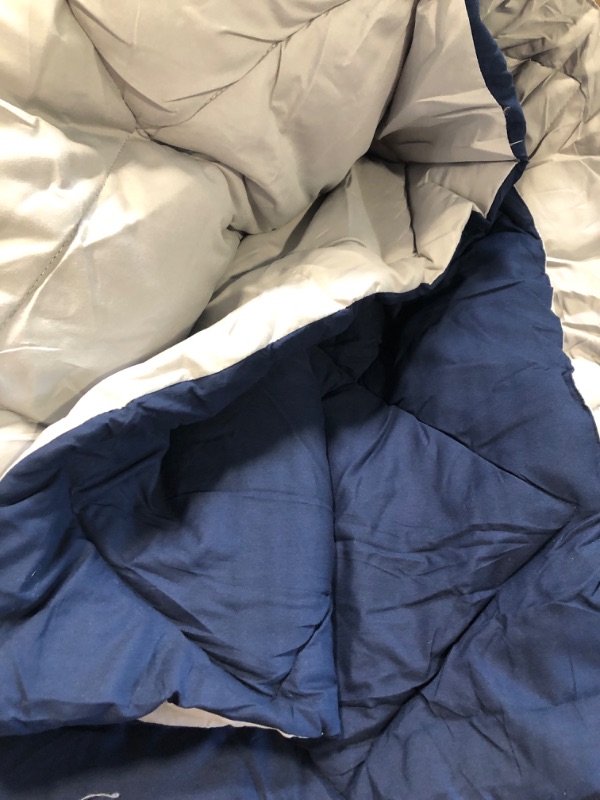 Photo 3 of Basic Beyond King Size Comforter Set - Navy Blue Comforter Set King Size, Reversible King Bed Comforter Set for All Seasons, Navy/Grey, 1 Comforter (104"x92") and 2 Pillow Shams (20"x36"+2")
