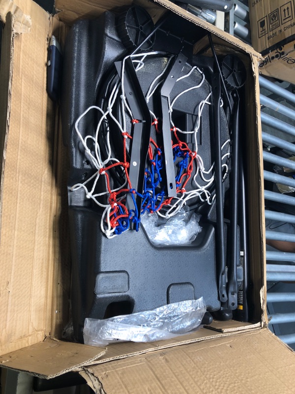 Photo 3 of aokung Portable Adjustable Height 5.4ft - 7ft Basketball Hoop Backboard Stand and Rim for Kids Youth w/Wheels Basketball Goal Game Play Set Indoor/Outdoor
*minor dent/tear on lower left part of backboard.  Item looks fine and durable. see pics