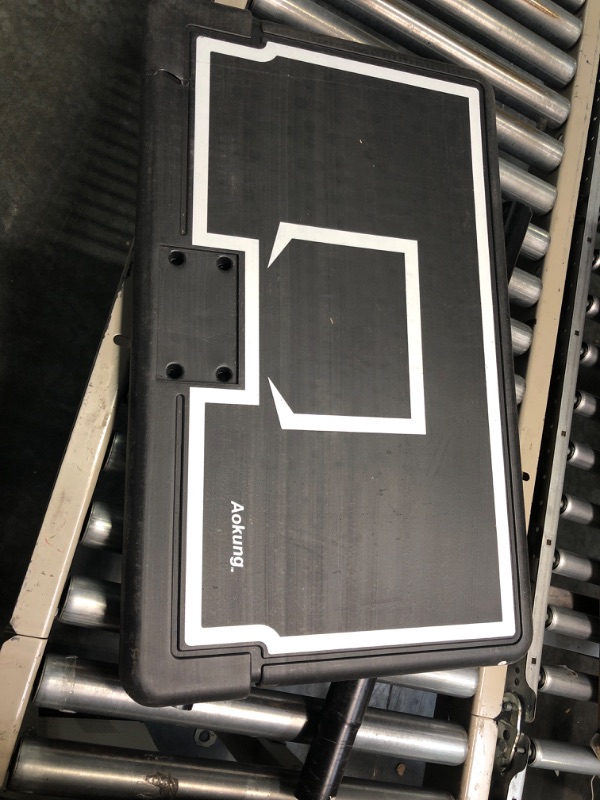 Photo 4 of aokung Portable Adjustable Height 5.4ft - 7ft Basketball Hoop Backboard Stand and Rim for Kids Youth w/Wheels Basketball Goal Game Play Set Indoor/Outdoor
*minor dent/tear on lower left part of backboard.  Item looks fine and durable. see pics