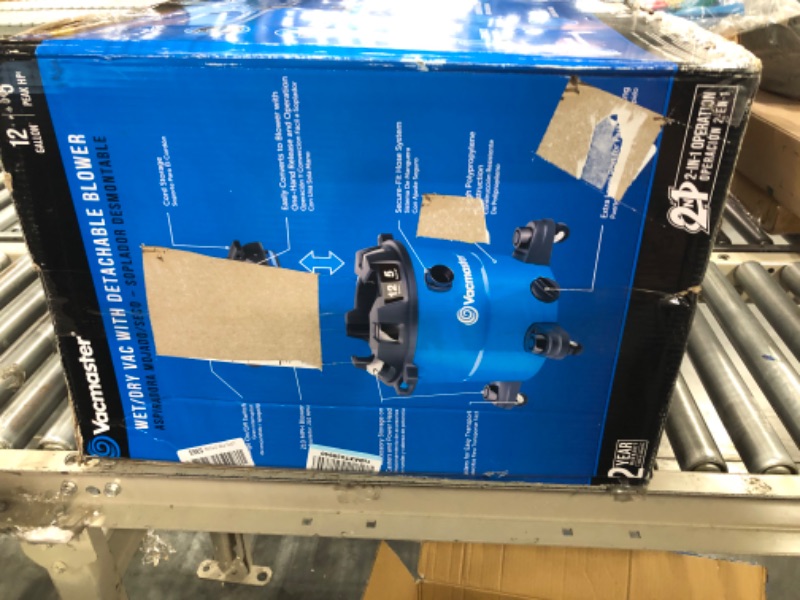View 2 of Vacmaster VBV1210, 12-Gallon* 5 Peak HP** Wet/Dry Shop Vacuum with Detachable Blower, Blue & 12-16 Gallon High Efficiency Dust Bag, 3 Pack, VHBL Blue 12 Gal 5PHP Vac w/Blower Vacuum + Dust Bag