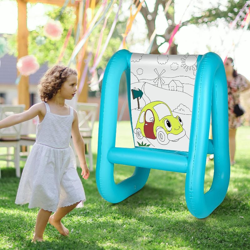 Photo 1 of Ceoighe Heavy Duty Backyard Easel, Double Sided Indoor and Outdoor Inflatable Easel with Foot Pump, Sponges, Paintbrush, 33 x 31 x 47 Inch Paint and Play Easel
