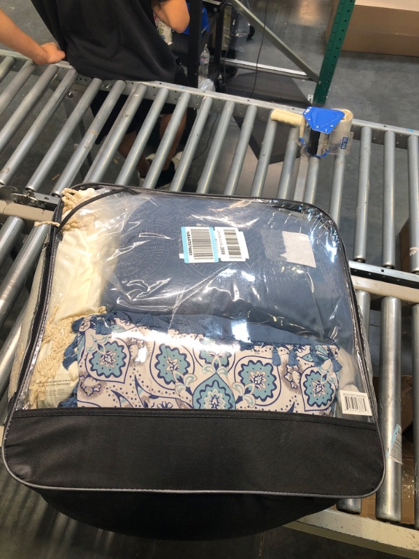 Photo 2 of Amrapur Overseas Kira 8-Piece Embellished Comforter Set King/California King King/California King White/Blue