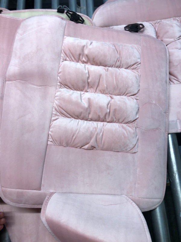 Photo 6 of AOOG Fuzzy Front Pair + REAR COVERS, Fluffy Automotive Seat Covers for Cars SUV Pick-up Truck, Soft Plush Synthetic Fur Car Seat Cushions, Warm Winter Protector, Pink FRONT PAIR PINK

*one of rear seat covers is dirty. front pair looks new