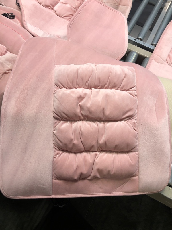 Photo 7 of AOOG Fuzzy Front Pair + REAR COVERS, Fluffy Automotive Seat Covers for Cars SUV Pick-up Truck, Soft Plush Synthetic Fur Car Seat Cushions, Warm Winter Protector, Pink FRONT PAIR PINK

*one of rear seat covers is dirty. front pair looks new