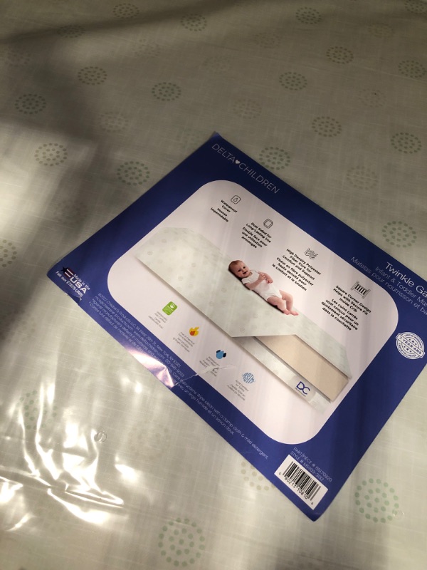 Photo 2 of Delta Children Twinkle Galaxy Dual Sided Crib and Toddler Mattress - Premium Sustainably Sourced Fiber Core - Waterproof - GREENGUARD Gold Certified (Non-Toxic) - 7 Year Warranty - Made in USA