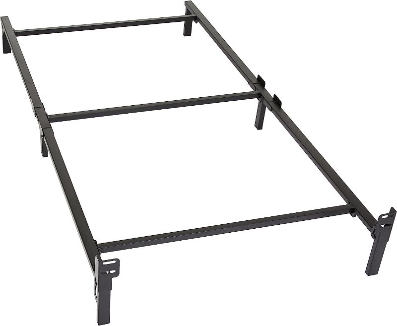 Photo 1 of Amazon Basics Metal Bed Frame, 9-Leg Base for Box Spring and Mattress, Twin, Tool-Free Easy Assembly, Black, 74.5" L x 38.5" W x 7" H