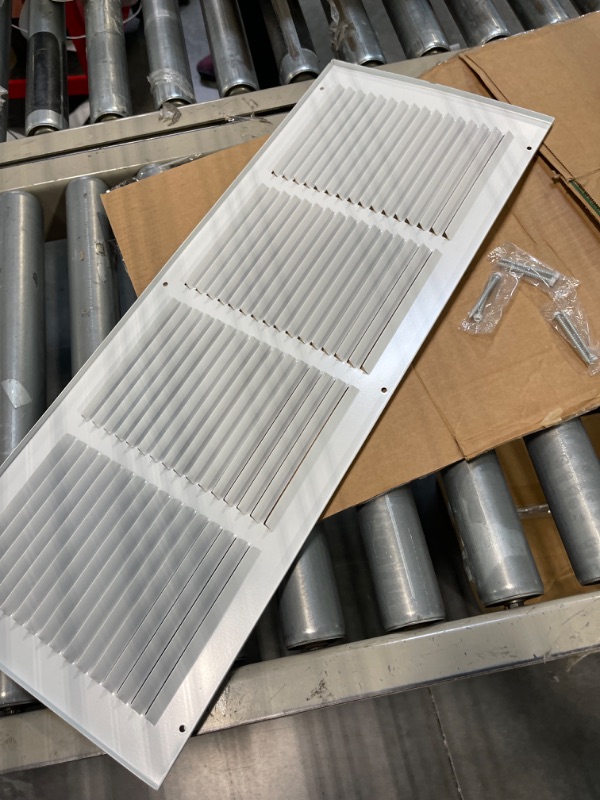 Photo 2 of 24"W x 8"H [Duct Opening Measurements] Steel Return Air Grille | Vent Cover Grill for Sidewall and Ceiling, White | Outer Dimensions: 25.75"W X 9.75"H for 24x8 Duct Opening 24"W x 8"H [Duct Opening]