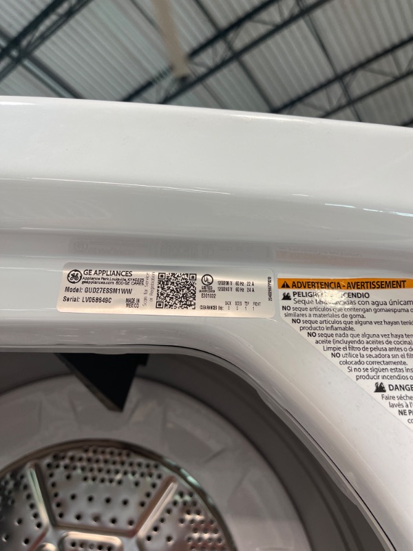 Photo 9 of GE GUD27ESSMWW Unitized Spacemaker 3.8 Washer with Stainless Steel Basket and 5.9 Cu. Ft. Capacity Electric Dryer, White

*** MISSING THE  POWER CORD *** 