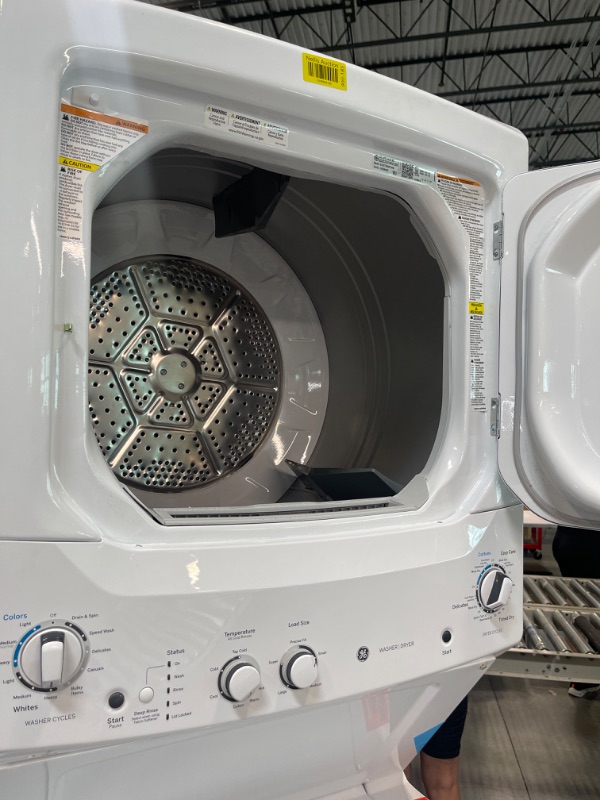 Photo 3 of GE GUD27ESSMWW Unitized Spacemaker 3.8 Washer with Stainless Steel Basket and 5.9 Cu. Ft. Capacity Electric Dryer, White

*** MISSING THE  POWER CORD *** 