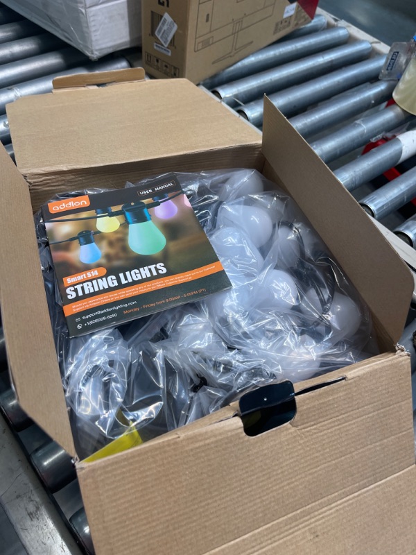 Photo 2 of addlon 96FT Outdoor String Lights, Dimmable Outdoor Lights with Remote & APP Control, Patio Lights with 30 Waterproof Shatterproof LED Bulbs, Smart RGB String Lights Outsides Work with Alexa for Patio 96FT-RGB
