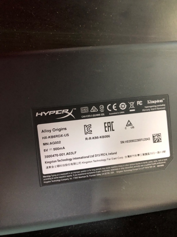 Photo 3 of HyperX Alloy Origins - Mechanical Gaming Keyboard, Software-Controlled Light & Macro Customization, Compact Form Factor, RGB LED Backlit - Linear HyperX Red Switch (Black) Black Full Size HyperX Red Keyboard