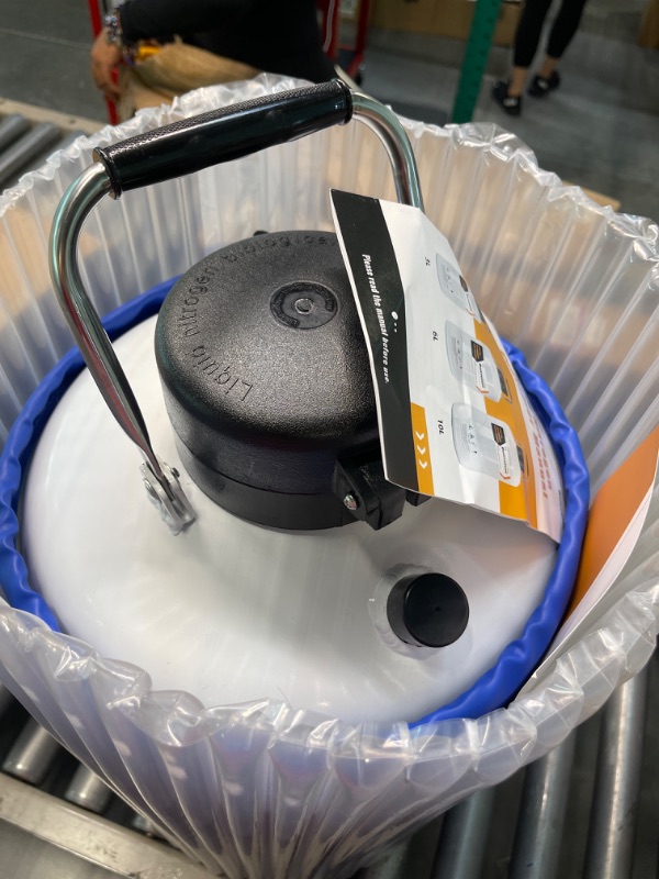 Photo 1 of Bonvoisin 10L Liquid Nitrogen Container Cryogenic Container Liquid Nitrogen (LN2) Dewar Aluminum Alloy Semen Tank with 6 Canisters Carry Bag (10L)
