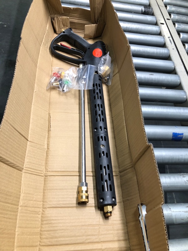 Photo 2 of STYDDI Power Washer Gun Kit, M22 Pressure Washer Replacement Handle Gun with 33 Inch Extension Wand and 5 Nozzle Spray Tips, M22 Connector, 41 Inch, 4000 PSI