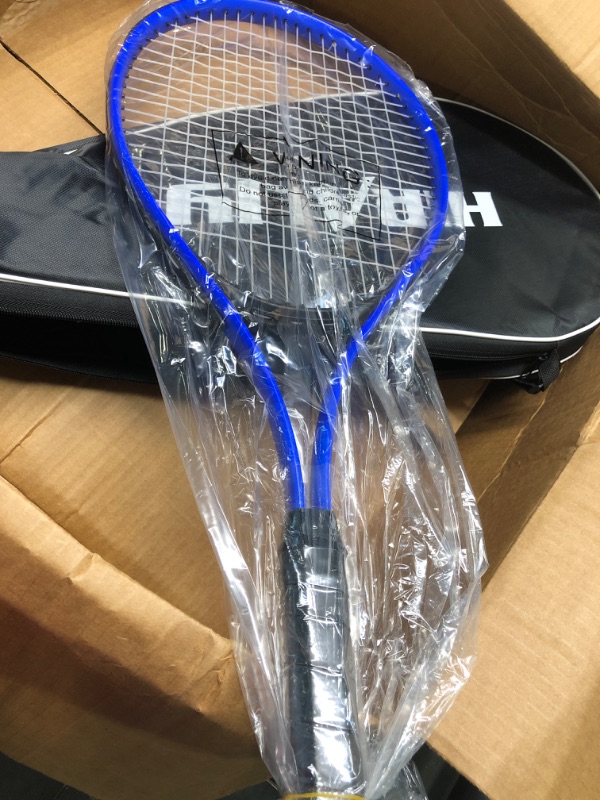 Photo 1 of HIRALIY Adult Recreational 2 Players Tennis Rackets ,27 Inch Super Lightweight Tennis Racquets for Student Training Tennis and Beginners, Tennis Racket Set For Outdoor Games, Including 3 Tennis Balls, 2 Tennis Overgrips and 1 Tennis Bag Blue