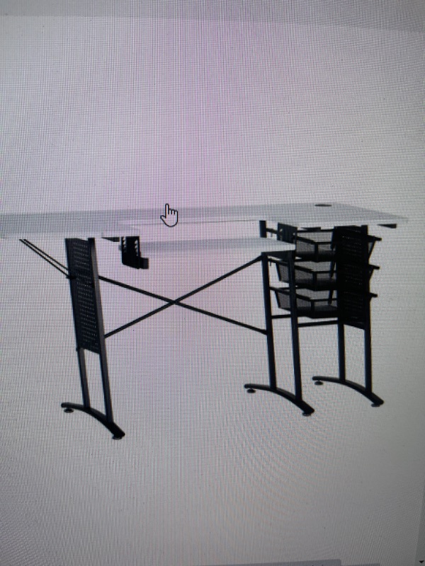 Photo 1 of SD Studio Designs Sew Master Sewing, Hobby, Computer Table with Folding Shelf and Wire Baskets - Charcoal, White