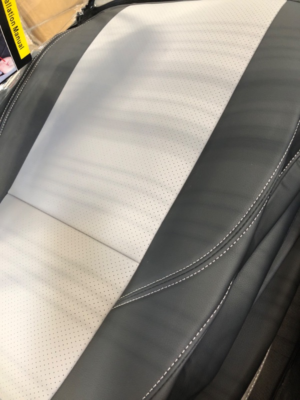 Photo 2 of LUCKYMAN CLUB Tacoma Custom Fit Seat Covers for 2016-2022 Tacoma Crew Cab with Faux Leather (Black & Gray)