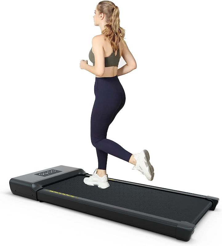 Photo 1 of Under Desk Treadmill Quiet, 2 in 1 Walking Pad Treadmill Under Desk for Office Home Use, Portable Desk Treadmill with Remote Control, LED Display for Walking and Jogging
--- Open Box --- 