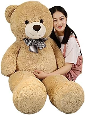 Photo 1 of Hot New Lovely Giant American Bear Plush Toy Stuffed Animals Teddy Bear Doll Pillow Kids Girls Popular Valentine Birthday Gift (Light Brown,55 inch)
