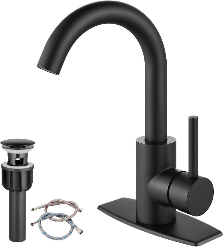 Photo 1 of Airuida Matte Black Bar Sink Faucet Single Hole Single Handle Bathroom Sink Faucet Kitchen Small Prep Wet Farmhouse RV Lavatory Vanity Mixer Tap 360 Degree...
