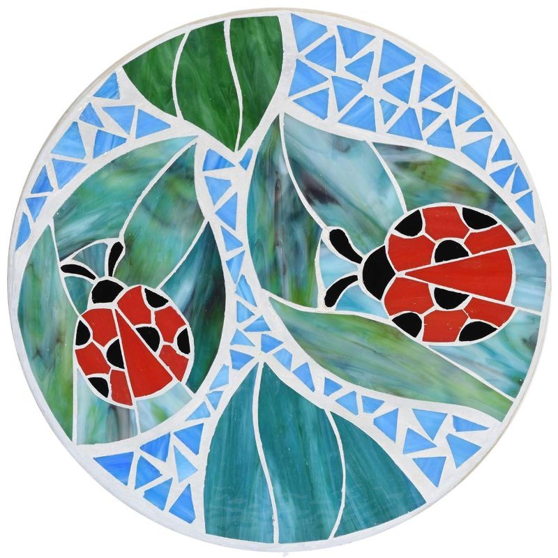 Photo 1 of Bieye MSS001 Tiffany Style Stained Glass Mosaic Decorative Stepping Stone for Garden Decor (12" Round, Ladybug)
