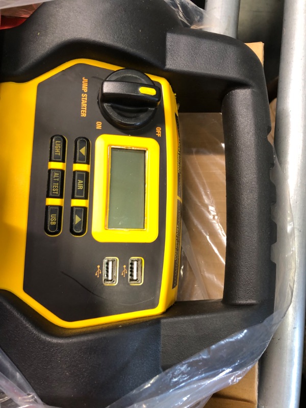 Photo 3 of DEWALT DXAEJ14 Digital Portable Power Station Jump Starter: 1400 Peak/700 Instant Amps, 120 PSI Digital Air Compressor, 3.1A USB Ports, Battery Clamps , Yellow