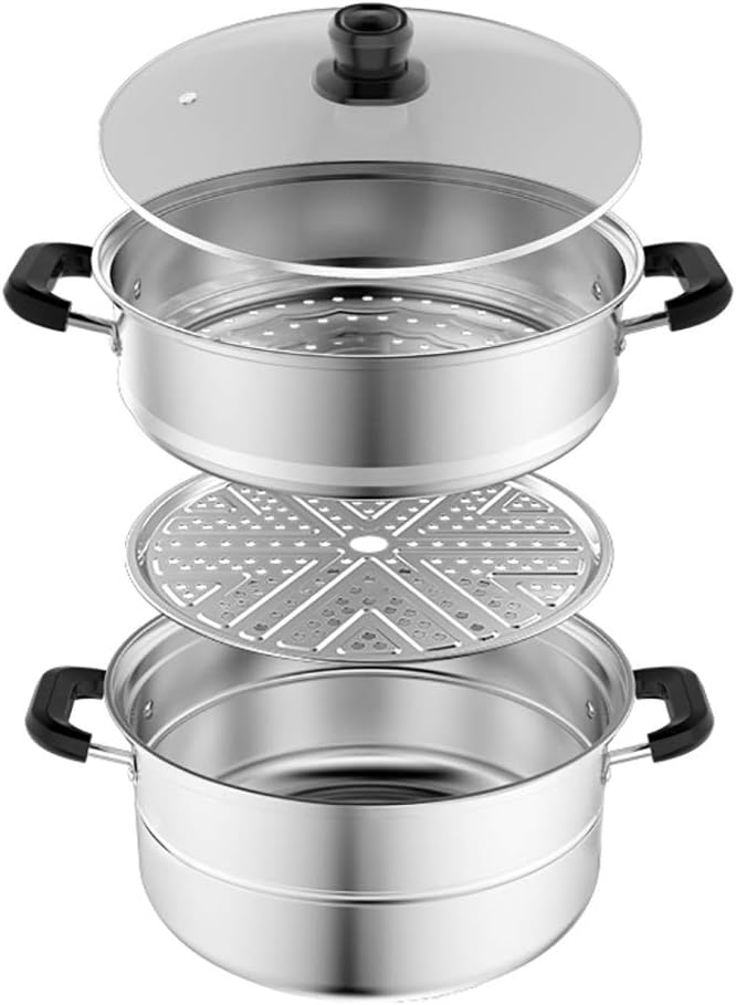 Photo 1 of 430 Stainless Steel Steamer/Soup Pot 2-layer Household With Steamer 26cm Thickened Suitable for Gas Stove/Induction Cooker Suitable for 1-3 People
