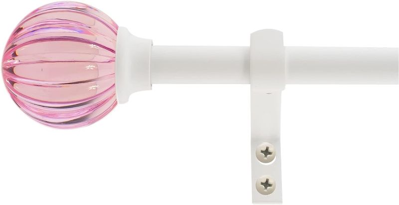 Photo 1 of 5/8" Fluted Ball Curtain Rod Set, 26 to 48 Inches, Pink
