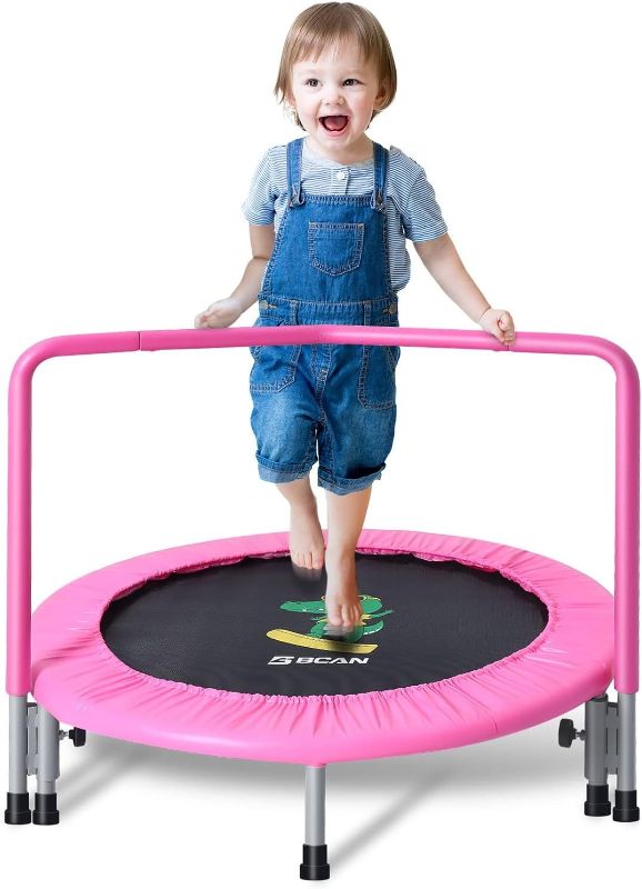 Photo 1 of BCAN 36'' Mini Folding Ages 2 to 5 Toddler Trampoline with Handle for Kids, Two Ways to Assemble The Handle, Indoor/Garden Toddlers Trampoline with...
